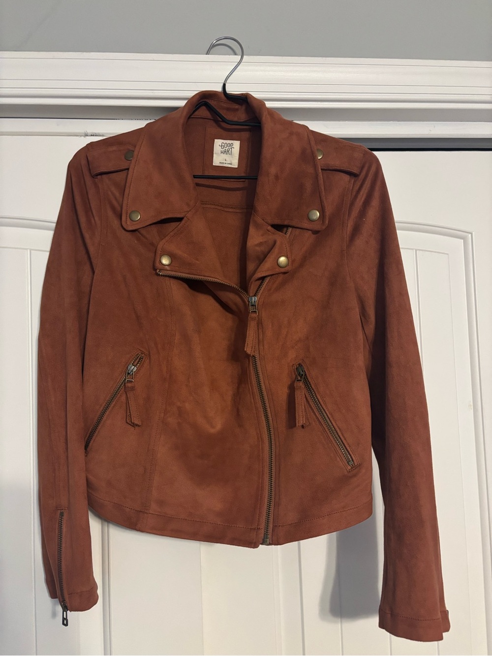 Good Hart Suede Moto Jacket - Rust Brown